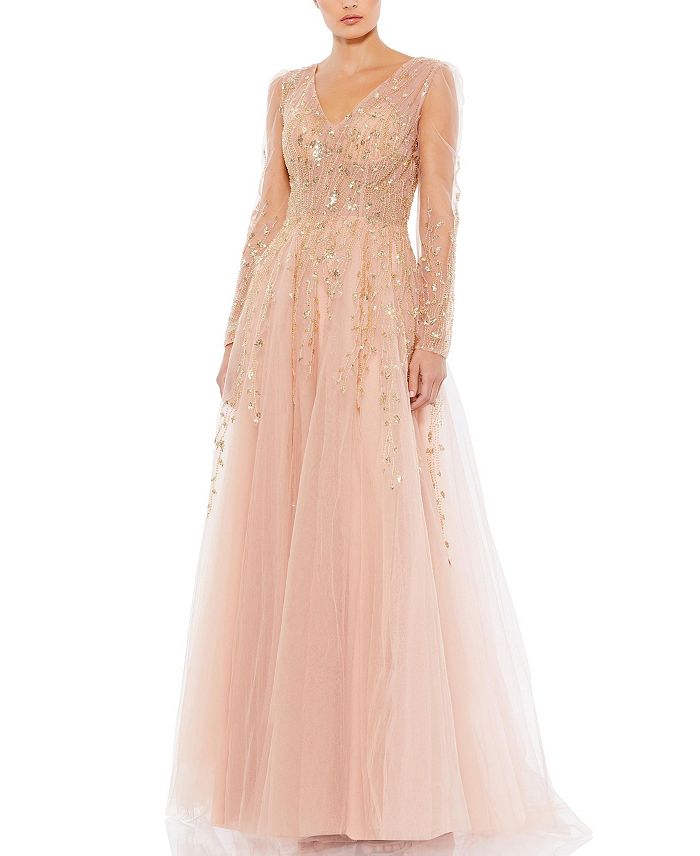 Украшенное платье с V-образным вырезом и длинными рукавами фасона "А-силуэт" Mac Duggal, розовый
Украшенное платье с V-образным вырезом и длинными рукавами фасона "А-силуэт" Mac Duggal, розовый