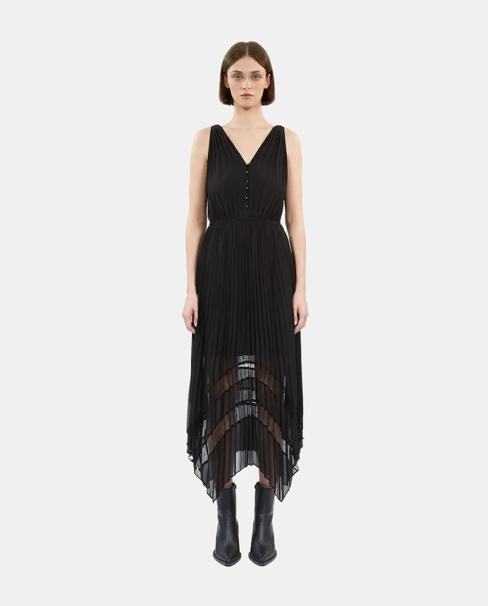 Длинное плиссированное платье без рукавов The Kooples, черный
Длинное плиссированное платье без рукавов The Kooples, черный