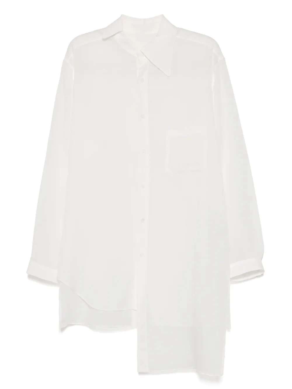 Рубашка с асимметричным подолом Yohji Yamamoto, нейтральный 
Рубашка с асимметричным подолом Yohji Yamamoto, нейтральный