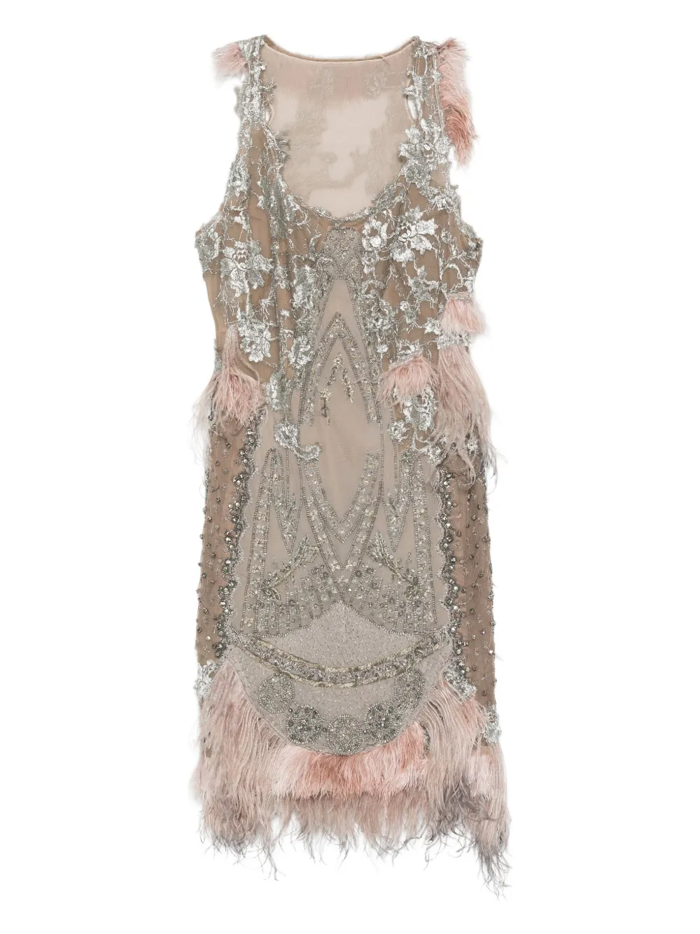 Платье с перьями и вышивкой бисером Alberta Ferretti, серый
Платье с перьями и вышивкой бисером Alberta Ferretti, серый