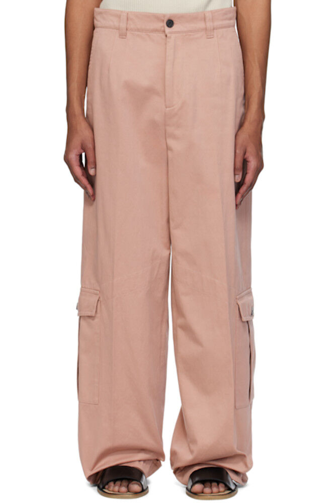 Брюки-карго из розового твила Dries Van Noten 
Брюки-карго из розового твила Dries Van Noten