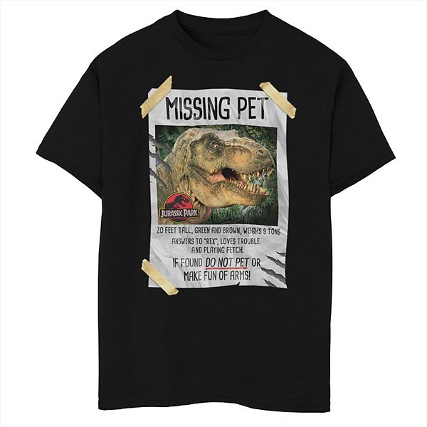 Футболка с принтом Jurassic Park Missing Pet T-Rex для мальчиков 8-20 Licensed Character
Футболка с принтом Jurassic Park Missing Pet T-Rex для мальчиков 8-20 Licensed Character