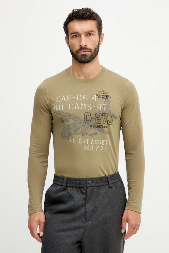 Хлопковый лонгслив Aeronautica Militare, зеленый
Хлопковый лонгслив Aeronautica Militare, зеленый