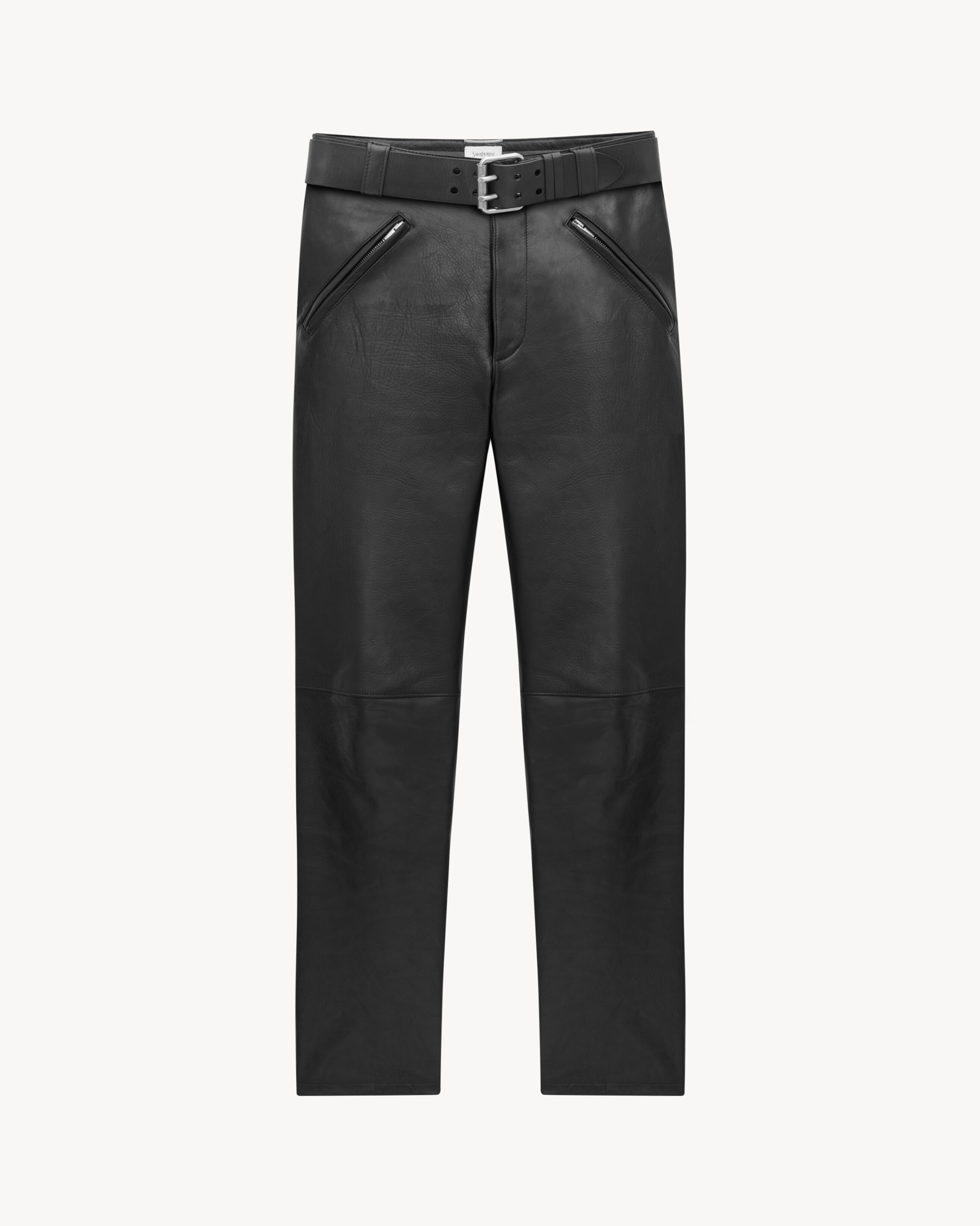 Брюки с ремнем из зернистой кожи Saint Laurent, черный
Брюки с ремнем из зернистой кожи Saint Laurent, черный