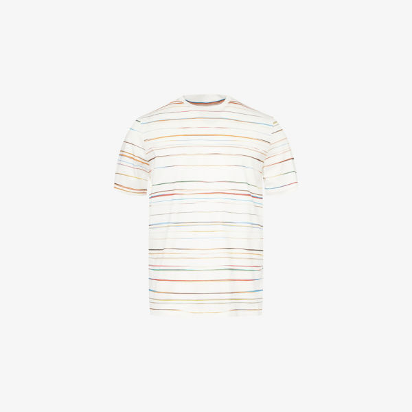 Футболка Paul Smith с круглым вырезом полосатая хлопковая, белый 
Футболка Paul Smith с круглым вырезом полосатая хлопковая, белый