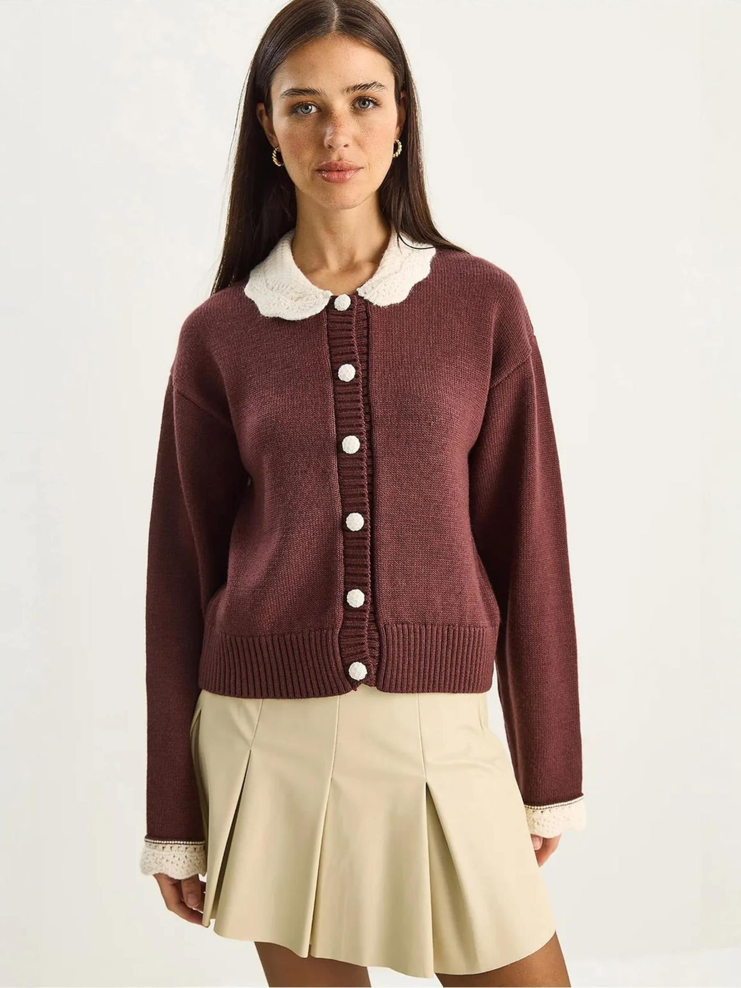 Bianco Lucci Кардиган вязаный в бордовом цвете
Bianco Lucci Кардиган вязаный в бордовом цвете