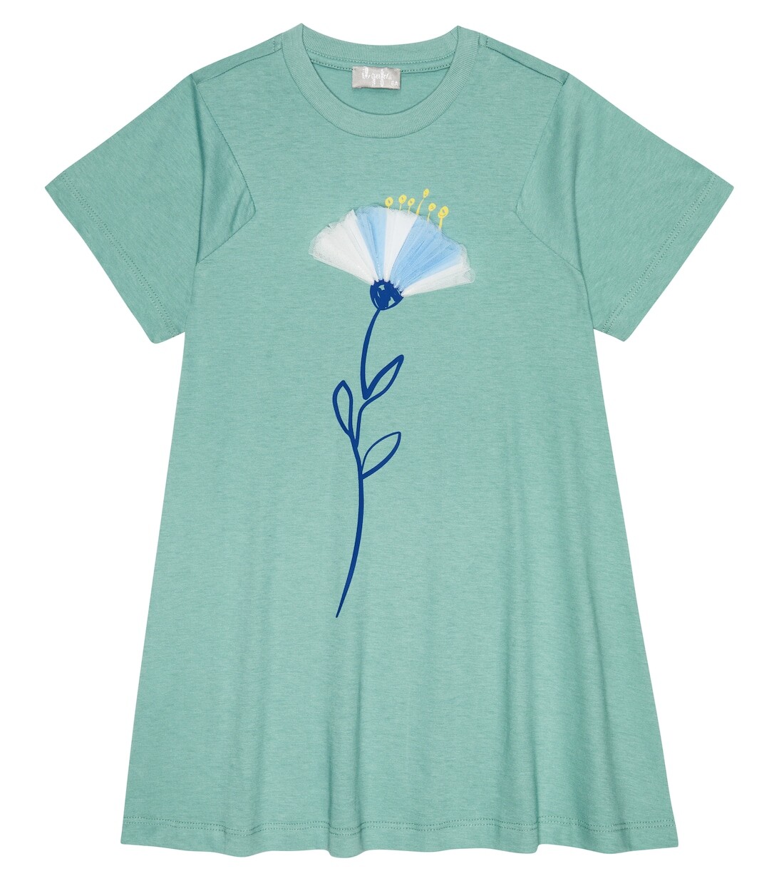 Платье из хлопкового джерси с цветочным принтом Il Gufo, зеленый