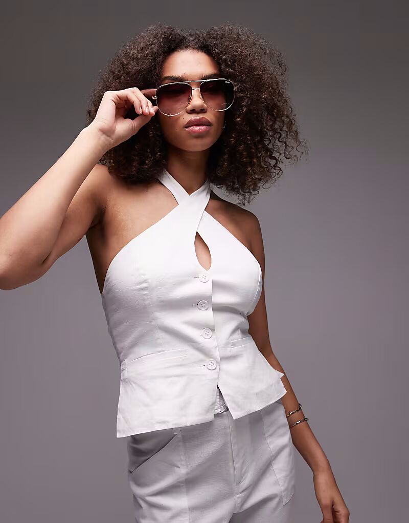 Топ Emory Park с запахом и льняным эффектом, белого цвета - часть комплекта
Топ Emory Park с запахом и льняным эффектом, белого цвета - часть комплекта