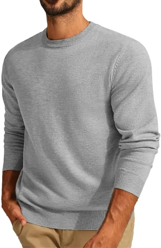 Мужской легкий вязаный свитер с круглым вырезом
Мужской легкий вязаный свитер с круглым вырезом