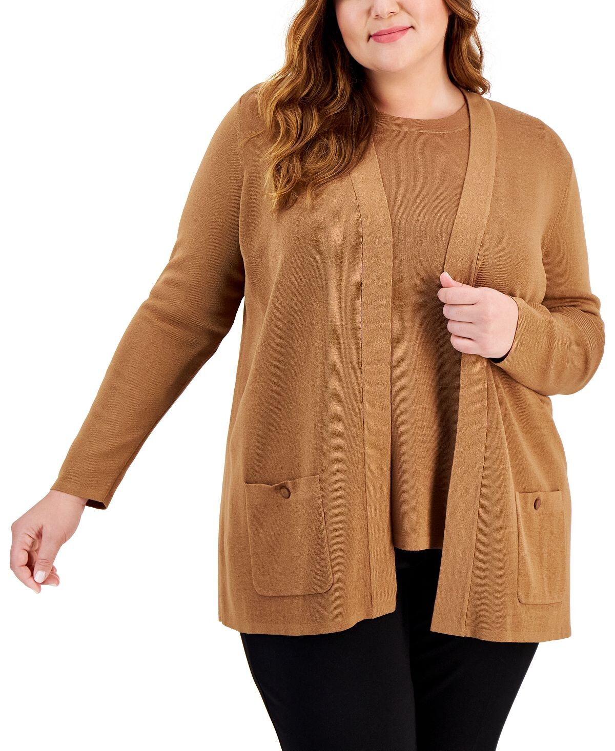 Кардиган размера плюс Malibu с контрастной отделкой и открытым передом Anne Klein
Кардиган размера плюс Malibu с контрастной отделкой и открытым передом Anne Klein