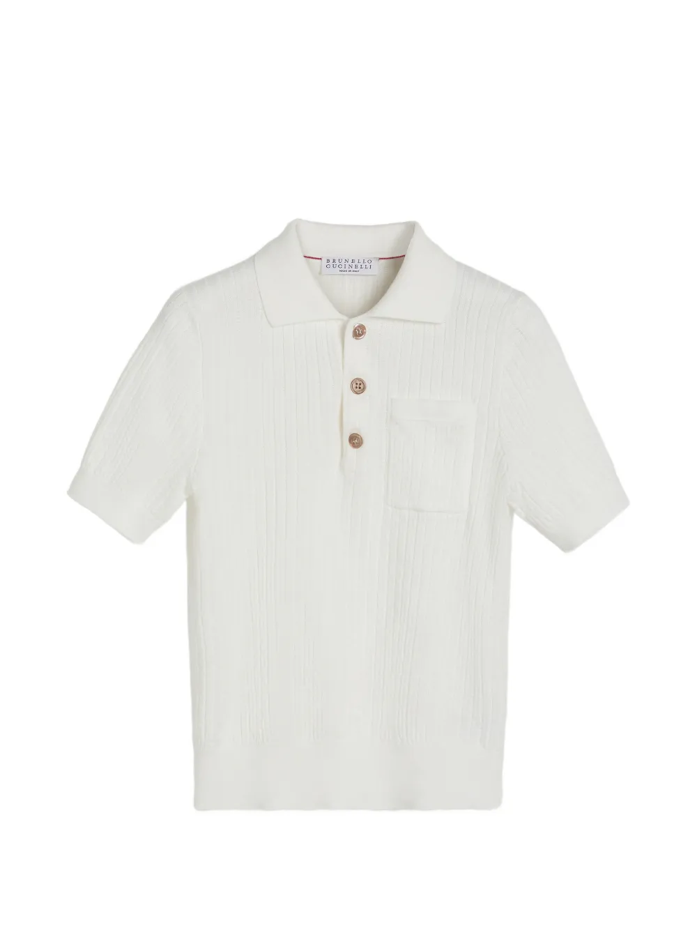 Рубашка-поло из фактурного рубчатого трикотажа Brunello Cucinelli Kids, белый
Рубашка-поло из фактурного рубчатого трикотажа Brunello Cucinelli Kids, белый