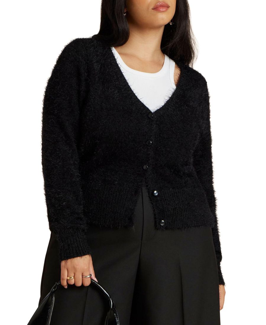 Женский пушистый кардиган ELOQUII, Black onyx
Женский пушистый кардиган ELOQUII, Black onyx