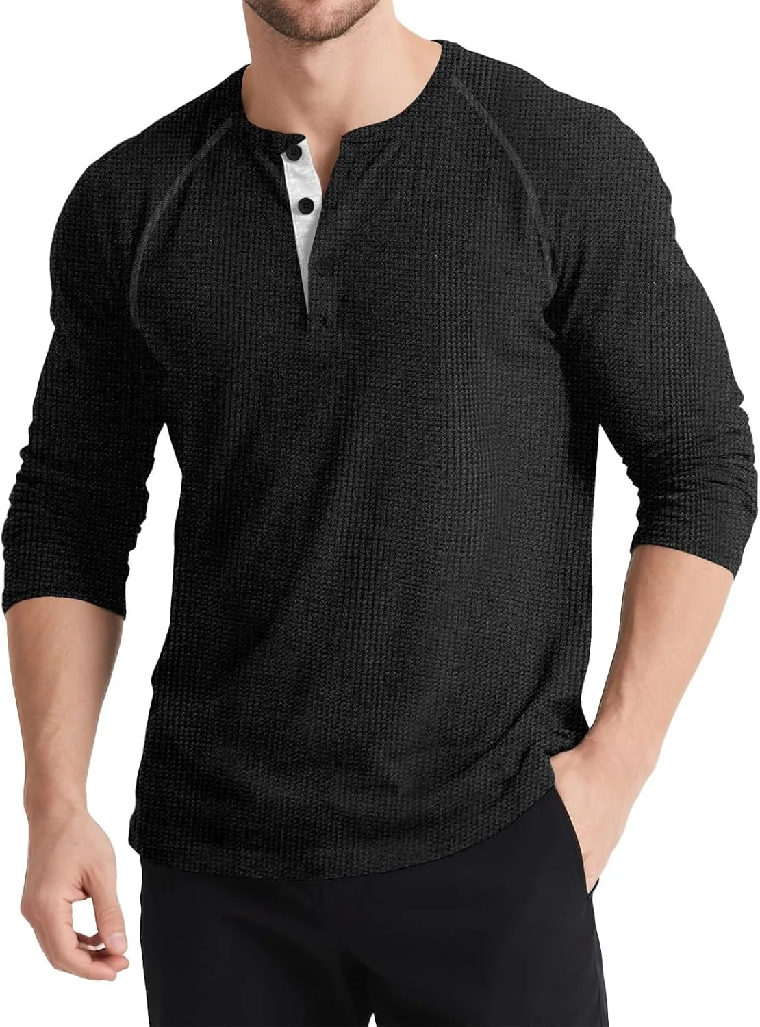 Waffle henley для мужчин, длинный рукав, пуговицы, v-образный вырез
Waffle henley для мужчин, длинный рукав, пуговицы, v-образный вырез