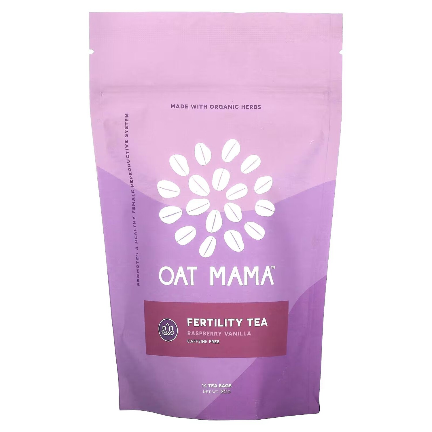 Чай для плодородия, малина и ваниль, без кофеина, 14 чайных пакетиков, 32 г Oat Mama
Чай для плодородия, малина и ваниль, без кофеина, 14 чайных пакетиков, 32 г Oat Mama