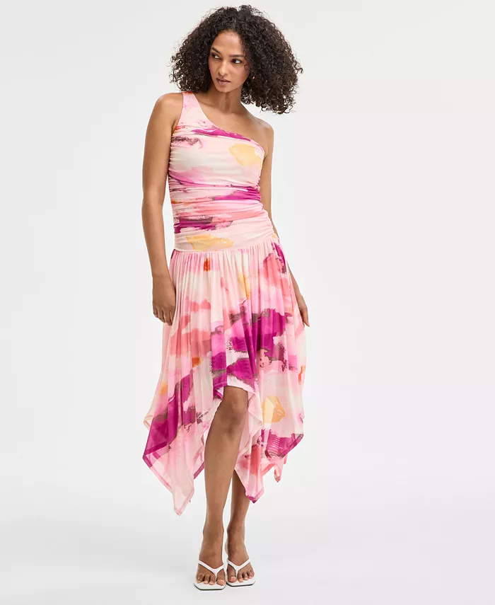 Женское платье с принтом и сетчатыми вставками на одно плечо Bar III, розовый
Женское платье с принтом и сетчатыми вставками на одно плечо Bar III, розовый