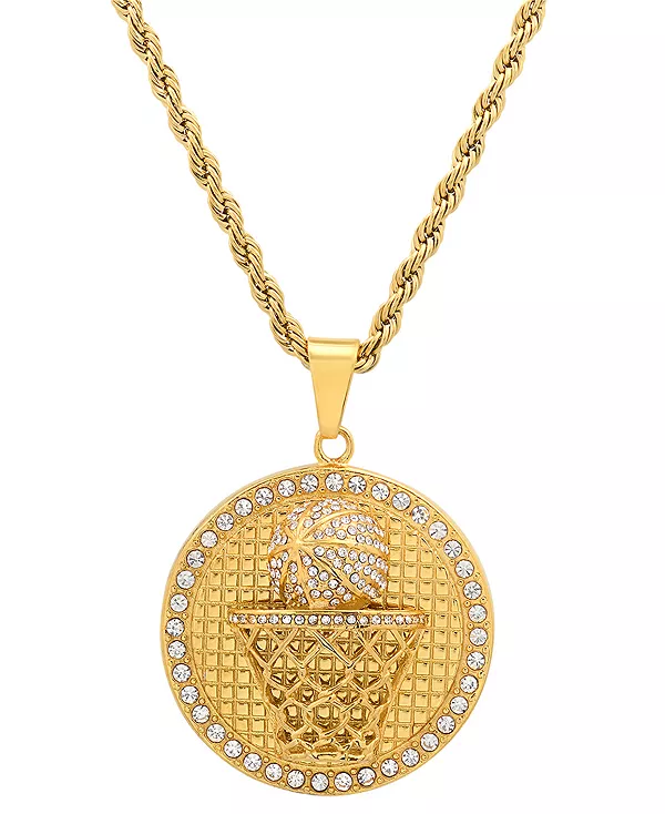 Мужское баскетбольное ожерелье с подвеской в виде баскетбольного мяча, покрытого 18-каратным золотом из нержавеющей стали с имитацией бриллиантов, 24 дюйма Steeltime, gold
Мужское баскетбольное ожерелье с подвеской в виде баскетбольного мяча, покрытого 18-каратным золотом из нержавеющей стали с имитацией бриллиантов, 24 дюйма Steeltime, gold