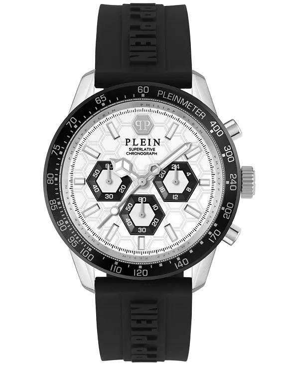 Мужские часы-хронограф Pleinmeter с черным силиконовым ремешком 44 мм Philipp Plein, stainless
Мужские часы-хронограф Pleinmeter с черным силиконовым ремешком 44 мм Philipp Plein, stainless