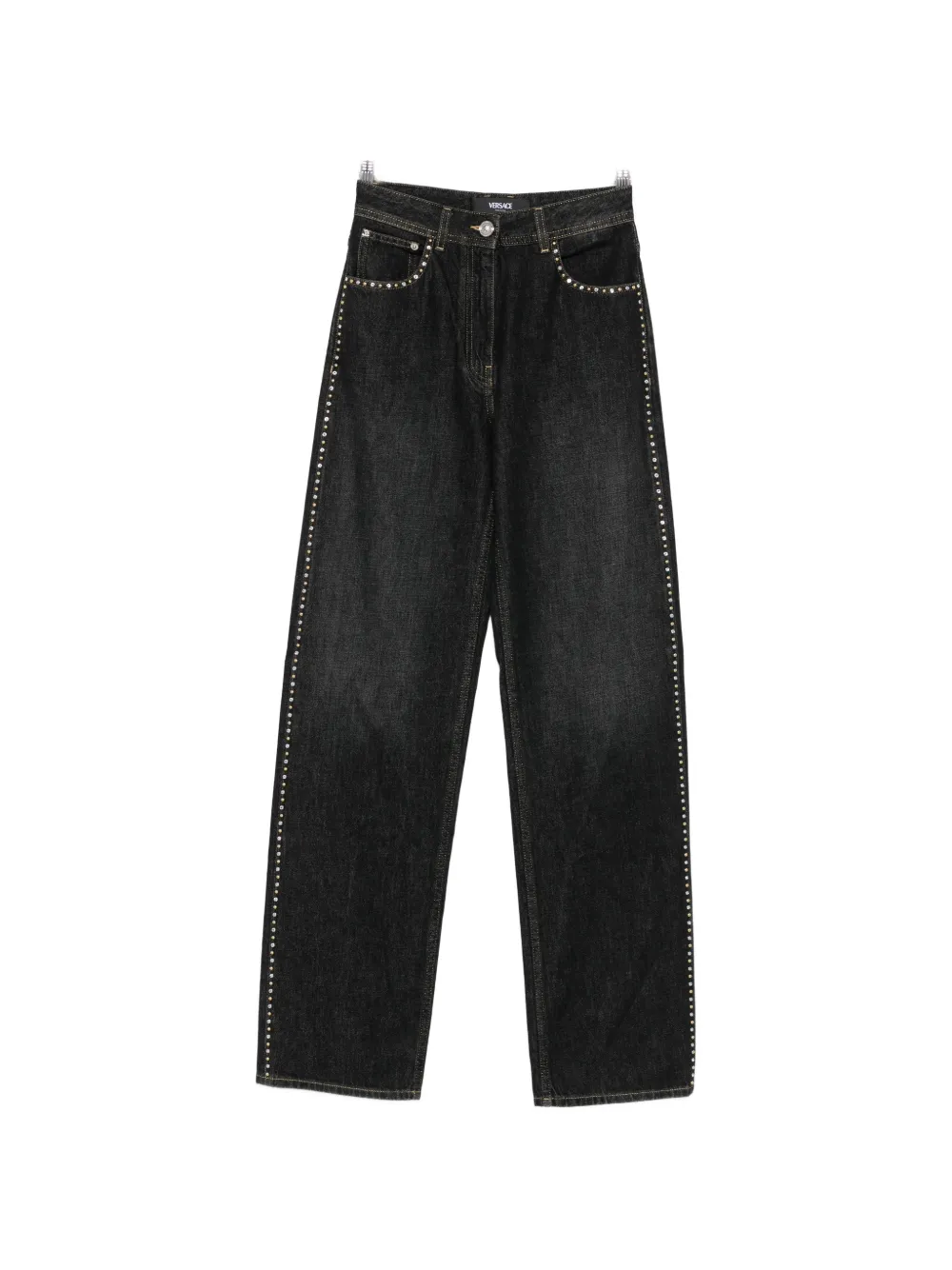 Джинсы из денима с заклепками Versace, черный
Джинсы из денима с заклепками Versace, черный