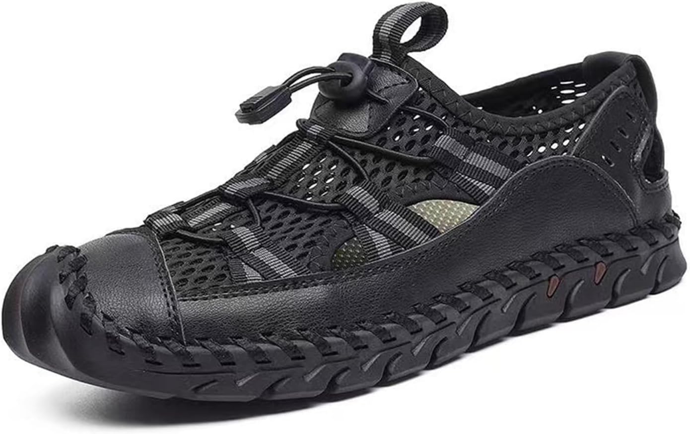Мужские походные сандалии с закрытым носком, спортивные кожаные сандалии для легкой прогулки по тропам, повседневная водонепроницаемая обувь Dmgyck, черный
Мужские походные сандалии с закрытым носком, спортивные кожаные сандалии для легкой прогулки по тропам, повседневная водонепроницаемая обувь Dmgyck, черный