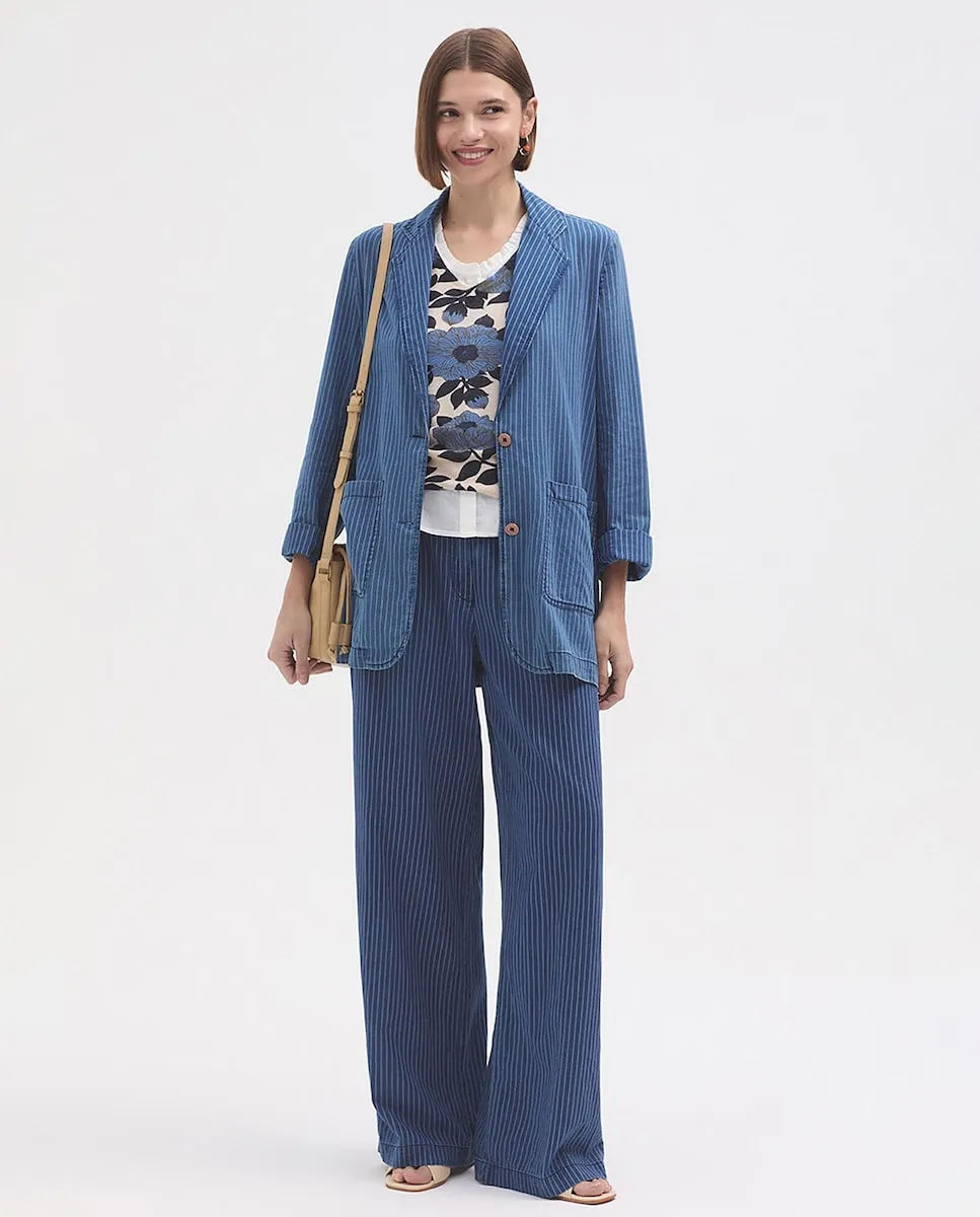 Женский полосатый хлопковый блейзер Nice Things, синий
Женский полосатый хлопковый блейзер Nice Things, синий