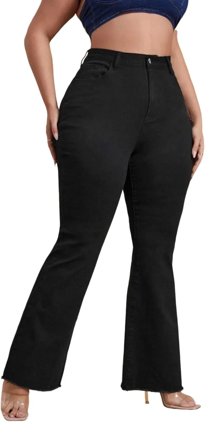 Плюс сайз джинсы-клеш для женщин с высокой посадкой
Плюс сайз джинсы-клеш для женщин с высокой посадкой