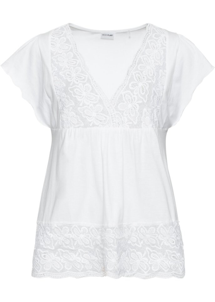 Рубашка с кружевным вырезом Bodyflirt, белый
Рубашка с кружевным вырезом Bodyflirt, белый