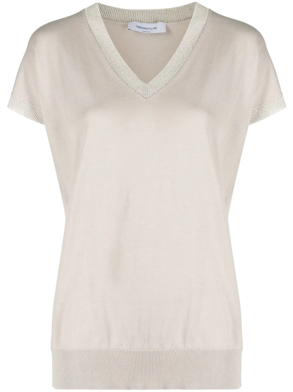 Топ тонкой вязки с V-образным вырезом Fabiana Filippi, нейтральный
Топ тонкой вязки с V-образным вырезом Fabiana Filippi, нейтральный