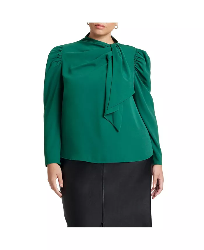 Женская блузка с драпировкой спереди ELOQUII, зеленый
Женская блузка с драпировкой спереди ELOQUII, зеленый