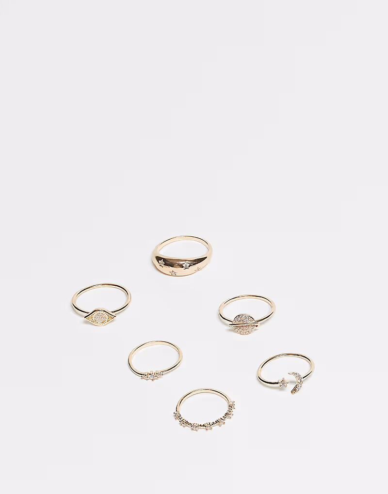 Набор из 6 золотых небесных колец Aldo
Набор из 6 золотых небесных колец Aldo