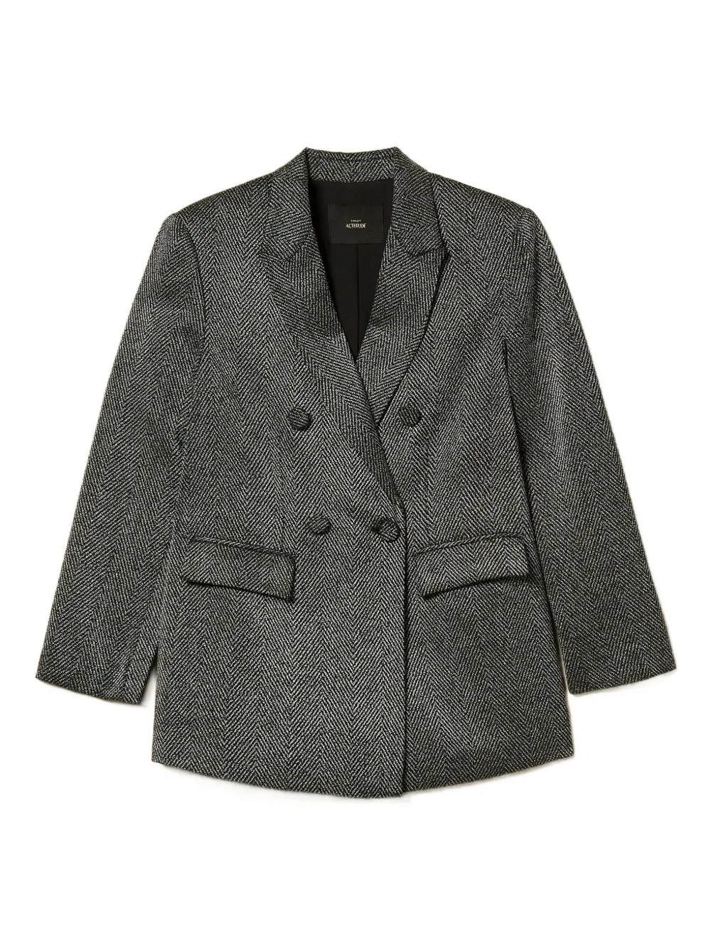 Двубортный пиджак с узором в елочку TWINSET, серый
Двубортный пиджак с узором в елочку TWINSET, серый