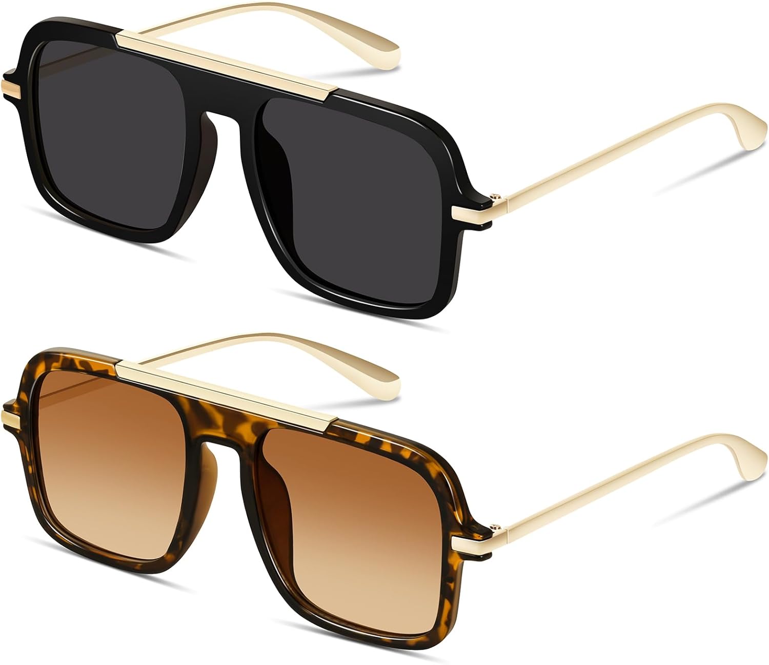 Модные солнцезащитные очки-авиаторы для женщин и мужчин, ретро-квадратные, в стиле 70-х, винтажные, металлические, дизайнерские, с защитой от УФ-излучения YMRFW, 2pack (Black/Gray+tortoise/Gradient Tea)
Модные солнцезащитные очки-авиаторы для женщин и мужчин, ретро-квадратные, в стиле 70-х, винтажные, металлические, дизайнерские, с защитой от УФ-излучения YMRFW, 2pack (Black/Gray+tortoise/Gradient Tea)