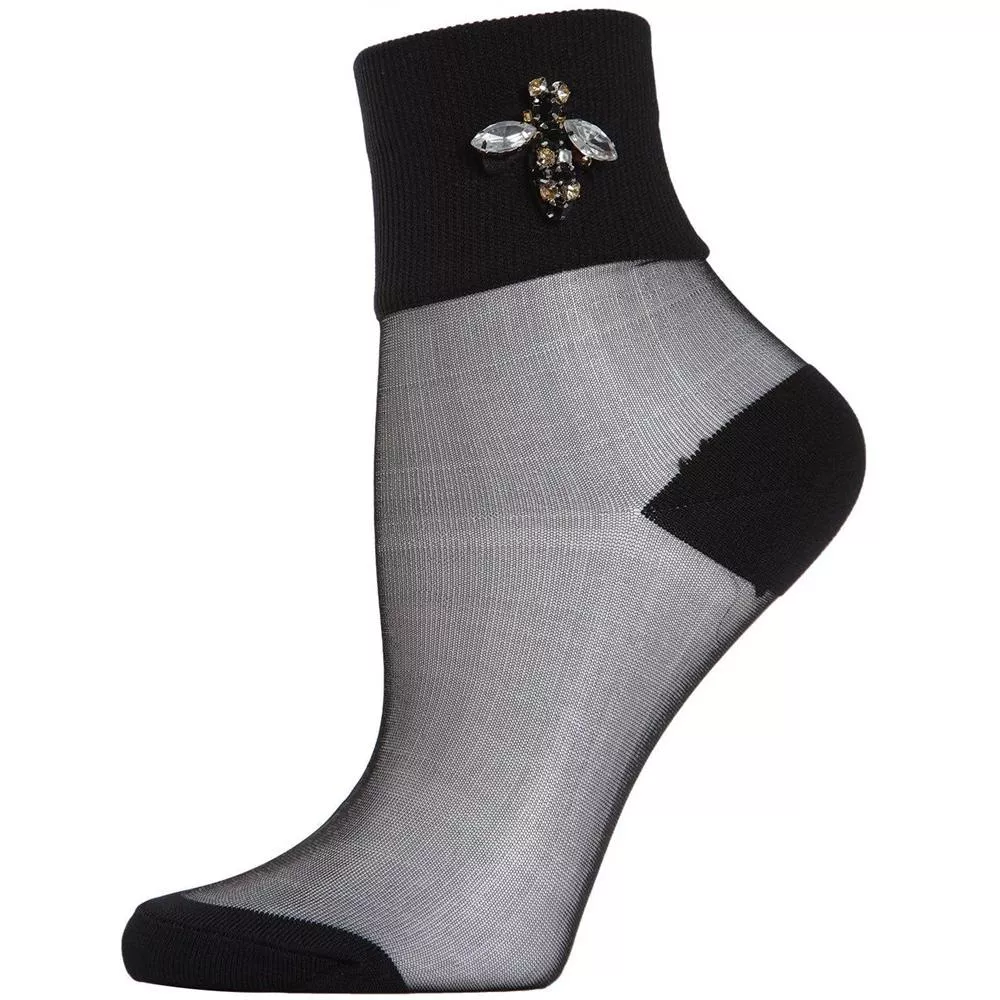 Женские прозрачные носки Memoi Queen Bee со стразами на манжете, черные, размер 9-11
Женские прозрачные носки Memoi Queen Bee со стразами на манжете, черные, размер 9-11