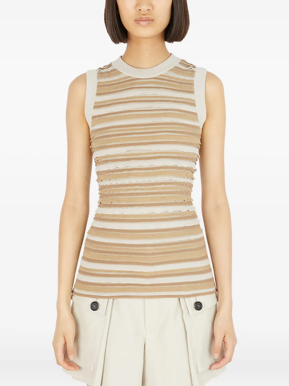 Топ в полоску с оборками Durazzi Milano, нейтральный
Топ в полоску с оборками Durazzi Milano, нейтральный