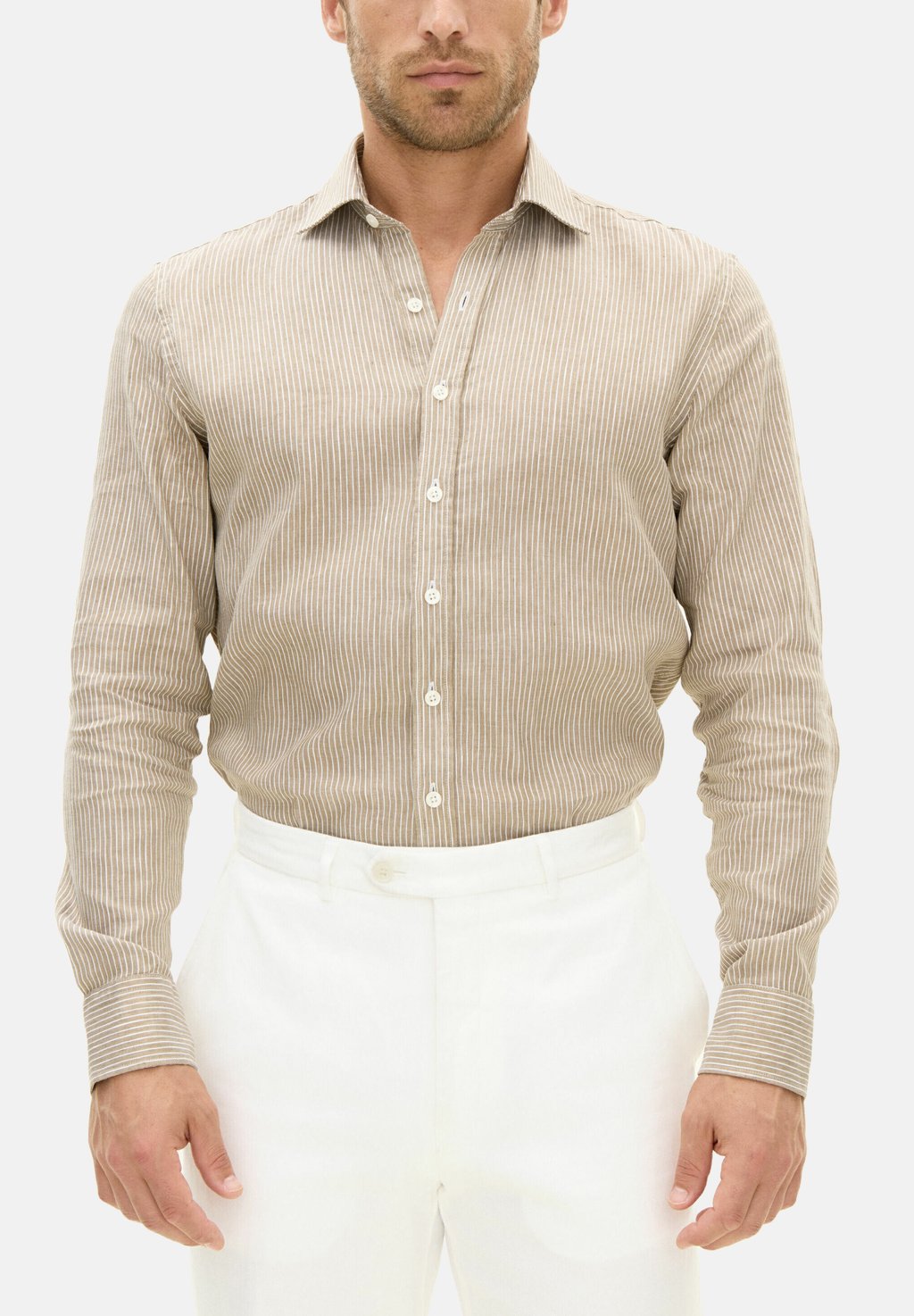 Рубашка CUT AWAY STRIPE Oscar Jacobson, бежевый 
Рубашка CUT AWAY STRIPE Oscar Jacobson, бежевый