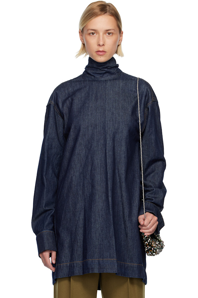 Dries Van Noten Синяя свободная джинсовая рубашка
Dries Van Noten Синяя свободная джинсовая рубашка