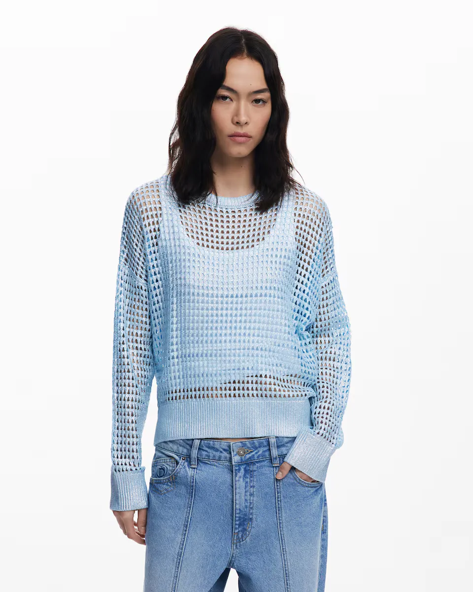 Женский ажурный джемпер с металлизированными деталями Desigual, синий
Женский ажурный джемпер с металлизированными деталями Desigual, синий