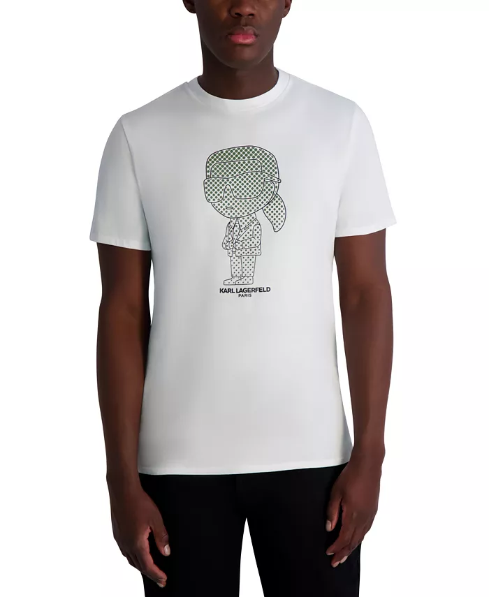 Мужская футболка с коротким рукавом и круглым вырезом, с резиновым принтом персонажа KARL LAGERFELD PARIS, белый
Мужская футболка с коротким рукавом и круглым вырезом, с резиновым принтом персонажа KARL LAGERFELD PARIS, белый