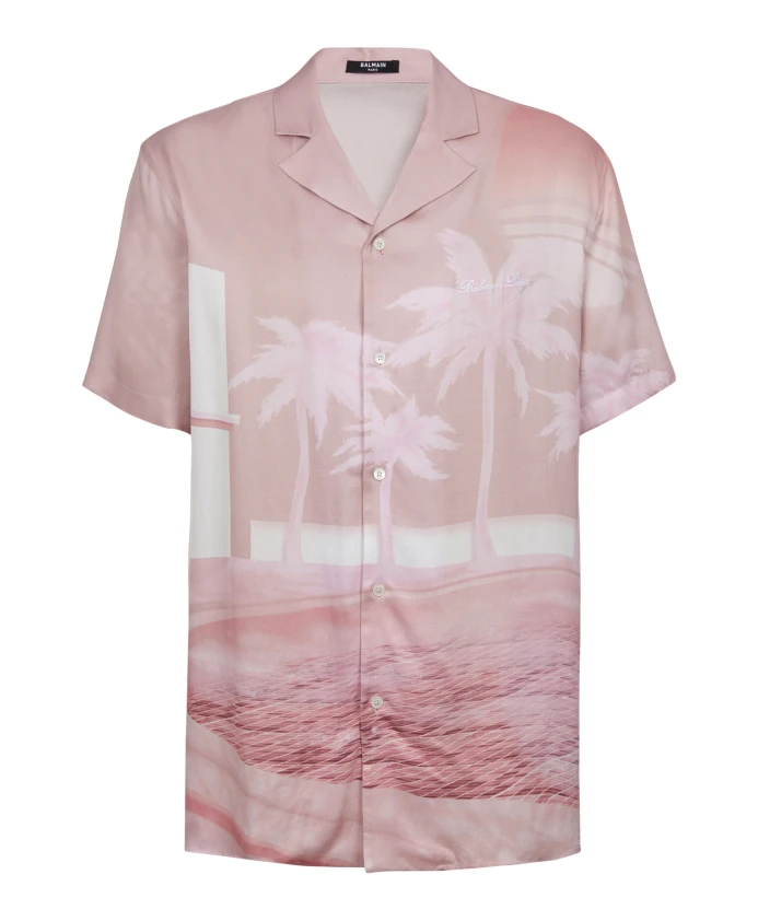 Пижамная рубашка из твила с короткими рукавами и открыточным принтом Balmain, розовый
Пижамная рубашка из твила с короткими рукавами и открыточным принтом Balmain, розовый