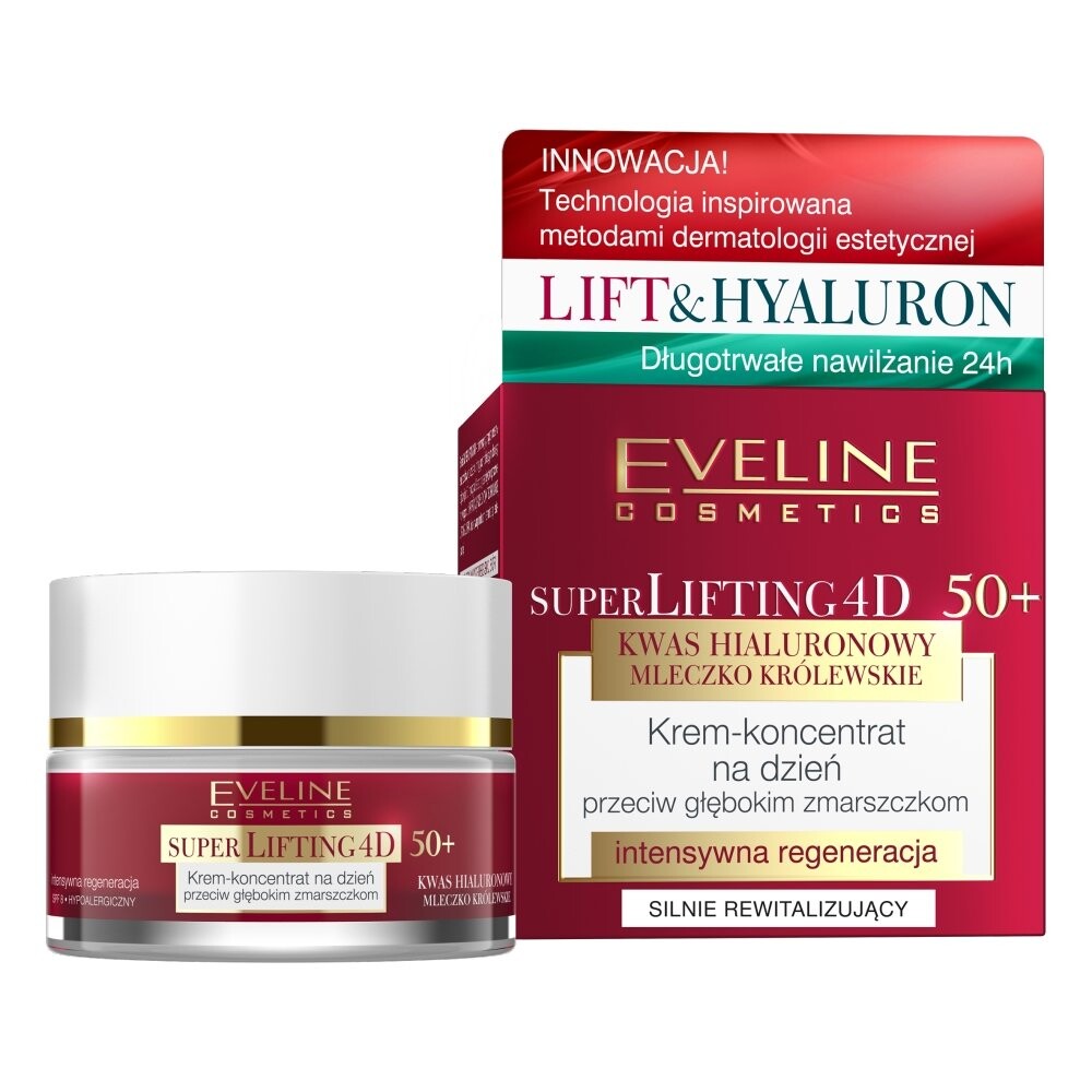 Eveline Cosmetics Super Lifting 4D, Крем-концентрат против глубоких морщин на день 50+, 50мл
Eveline Cosmetics Super Lifting 4D, Крем-концентрат против глубоких морщин на день 50+, 50мл
