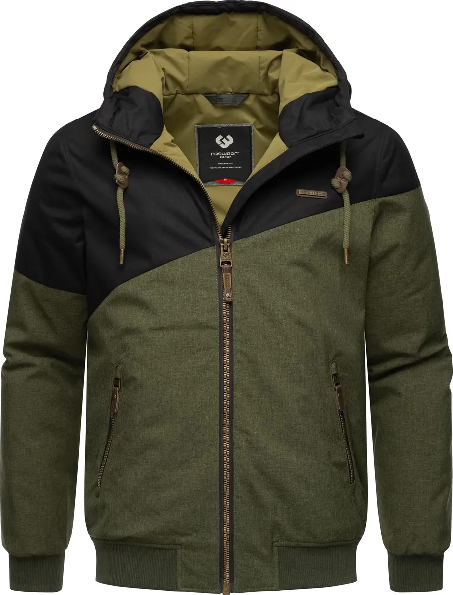 Зимняя куртка Ragwear "Крылья" с капюшоном, стильная мужская уличная куртка с большим капюшоном, зеленый