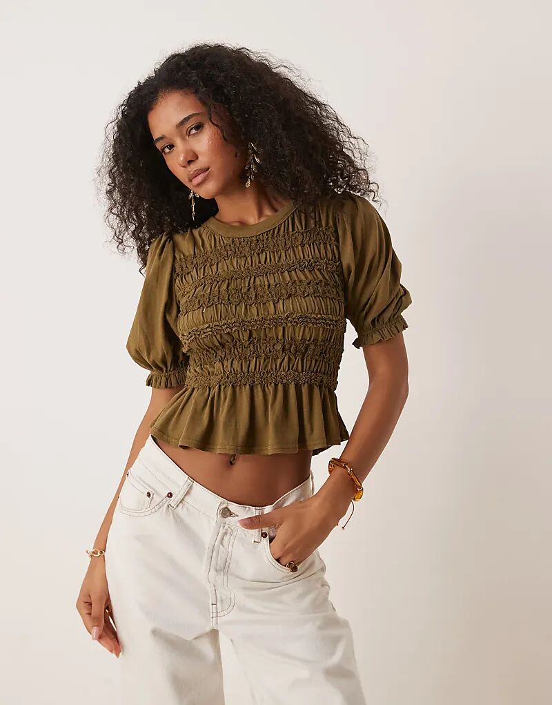 Трикотажный топ Free People Maxey со сборками в цвете Calvary Green
Трикотажный топ Free People Maxey со сборками в цвете Calvary Green