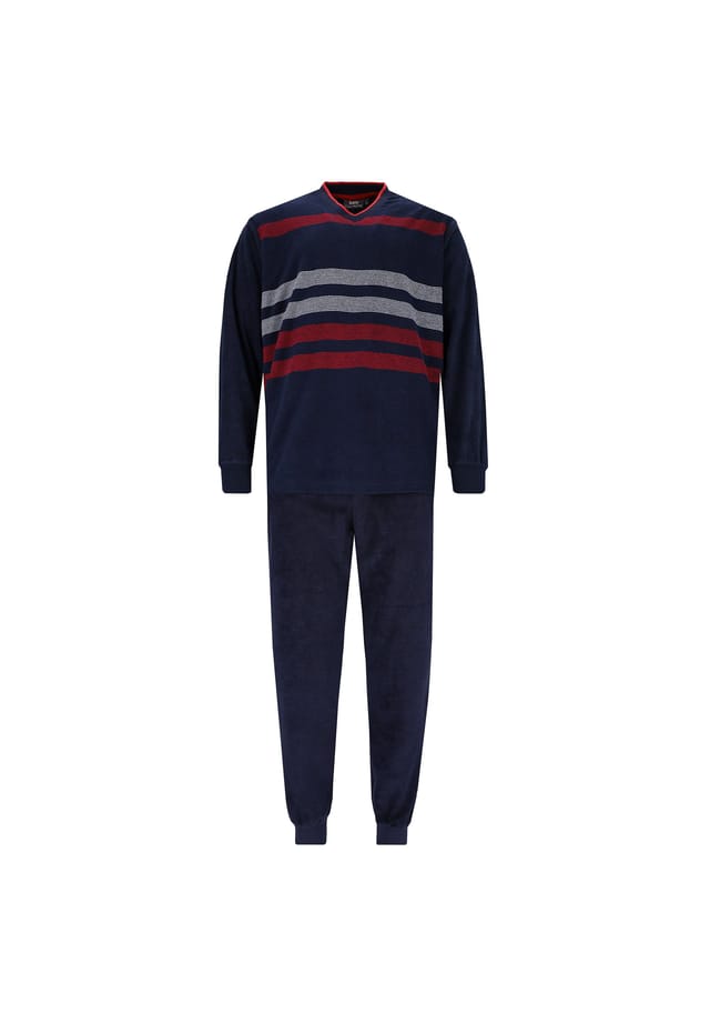 Пижама - климатическая махровая с длинным V-образным вырезом из смеси хлопка в полоску Hajo, синий
Пижама - климатическая махровая с длинным V-образным вырезом из смеси хлопка в полоску Hajo, синий