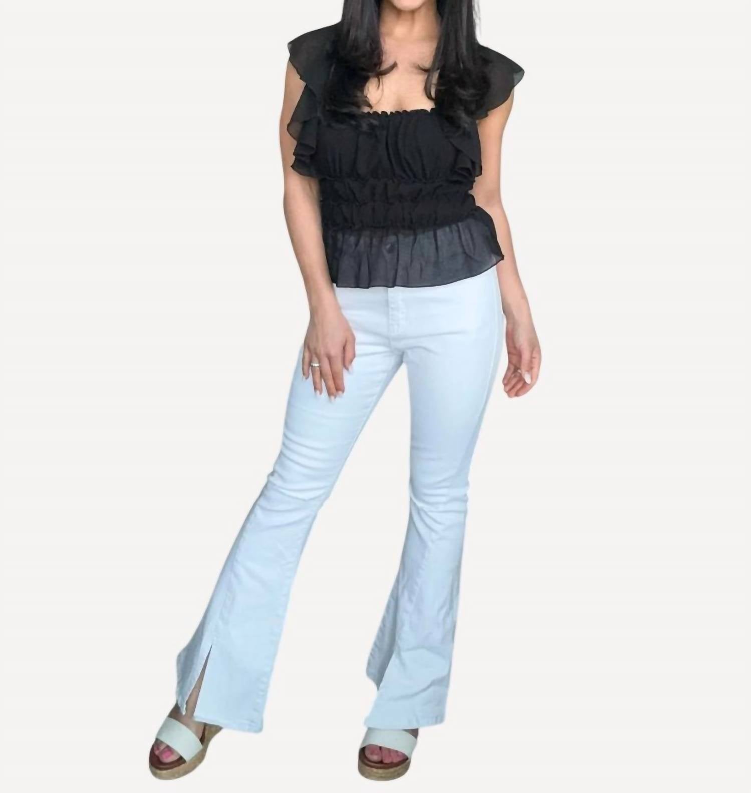 Белые джинсы-клеш With love 
Белые джинсы-клеш With love