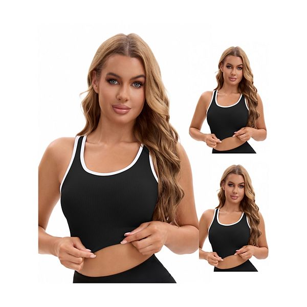 3 упаковки женского спортивного топа с открытой спиной и встроенным бюстгальтером контрастного цвета Inspire Chic, Black
3 упаковки женского спортивного топа с открытой спиной и встроенным бюстгальтером контрастного цвета Inspire Chic, Black