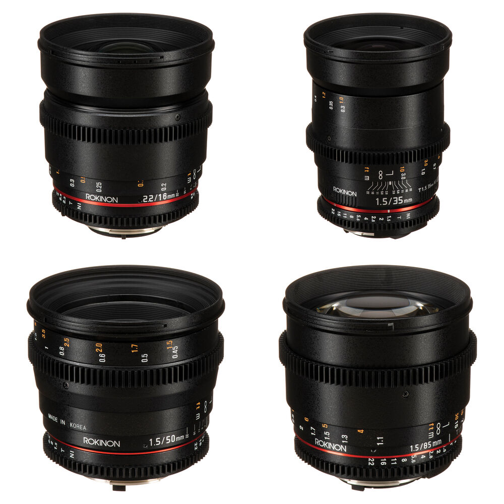 Комплект объективов Rokinon Cine DS 16, 35, 50, 85 мм для крепления Nikon F
Комплект объективов Rokinon Cine DS 16, 35, 50, 85 мм для крепления Nikon F