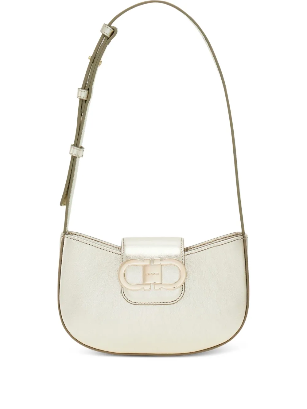 Сумка на плечо с декором Gancini Ferragamo, золотистый
Сумка на плечо с декором Gancini Ferragamo, золотистый