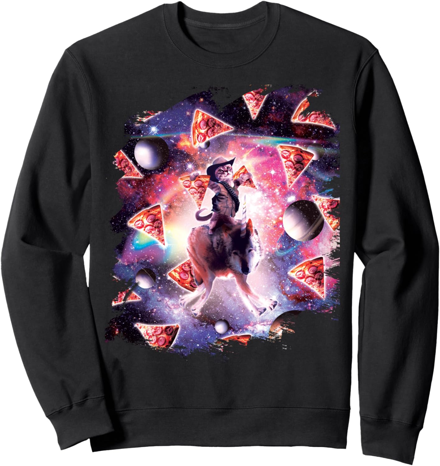 Ковбой, космический кот, волк, единорог - толстовка с пиццей Random Galaxy, черный
Ковбой, космический кот, волк, единорог - толстовка с пиццей Random Galaxy, черный