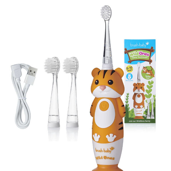 Звуковая зубная щетка для детей 0-10л тигр, 1 шт. Brush-Baby Wildones rechargeable toothbrush
Звуковая зубная щетка для детей 0-10л тигр, 1 шт. Brush-Baby Wildones rechargeable toothbrush