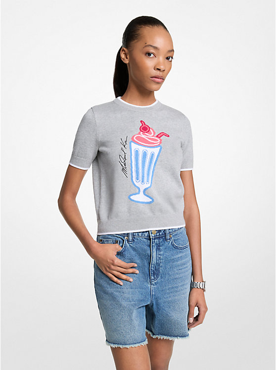 Графический трикотажный свитер с короткими рукавами Michael Kors, серый
Графический трикотажный свитер с короткими рукавами Michael Kors, серый