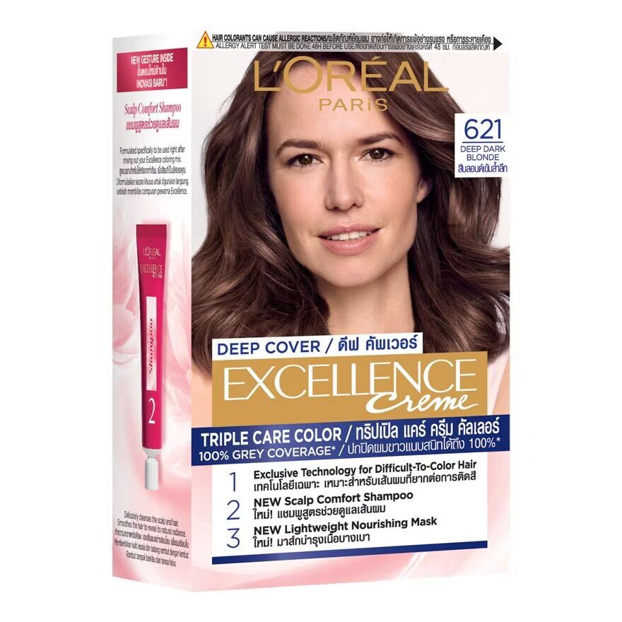 Excellence L'Oreal Paris Creme Deep Cover №621 Глубокий Темно-Блонд, Deep Dark Blonde
Excellence L'Oreal Paris Creme Deep Cover №621 Глубокий Темно-Блонд, Deep Dark Blonde
